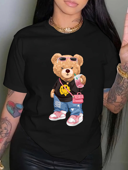 Cool Little Bear Print T-Shirt