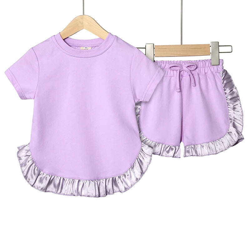 Girls Summer frilled T-shirt & Shorts Set