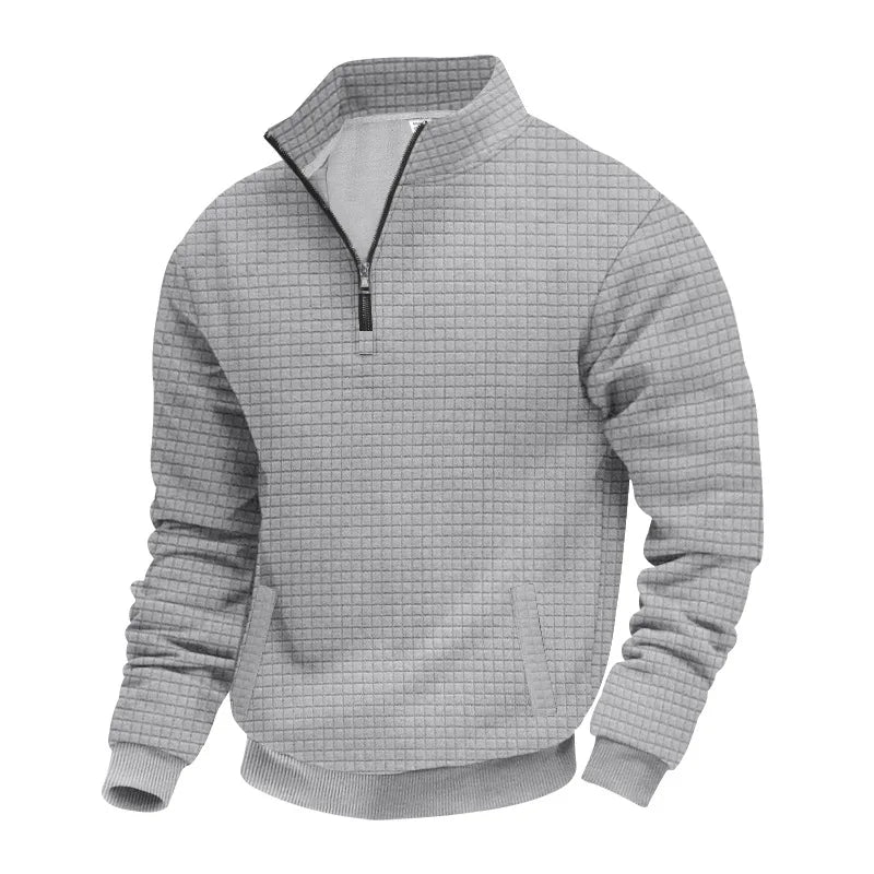 Men’s Half-Zip Check Pattern Sweatshirt