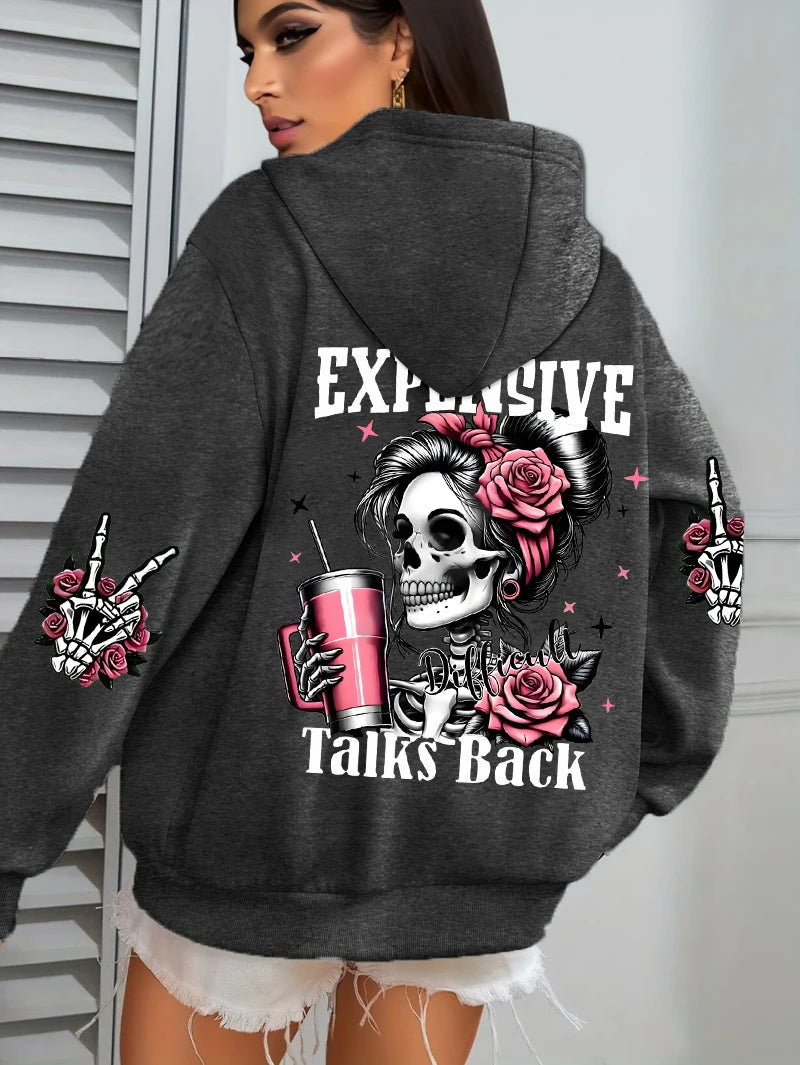 Expensive Talks Back Funny Print Hoodie