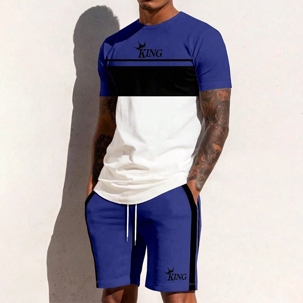 Men’s King Striped Top & Shorts Set
