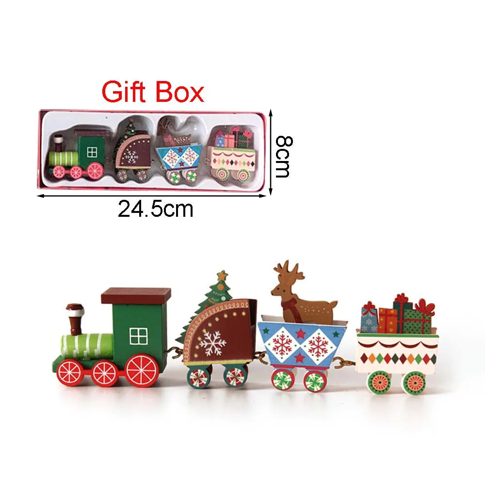 Small Wooden Christmas Train Decorations