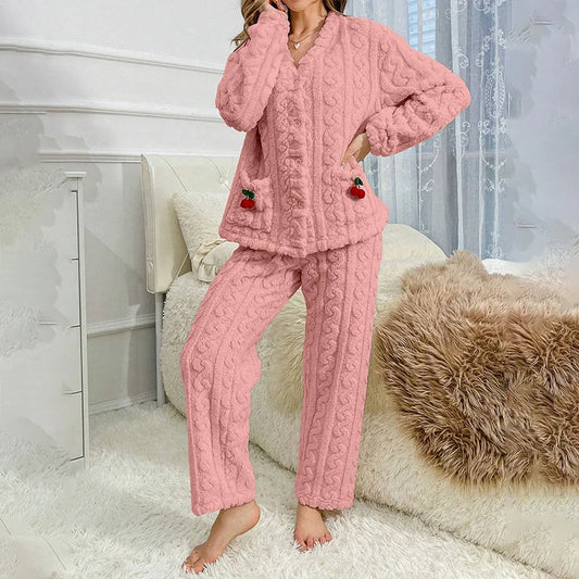Curve Winter fluffy Warm Pyjamas Set