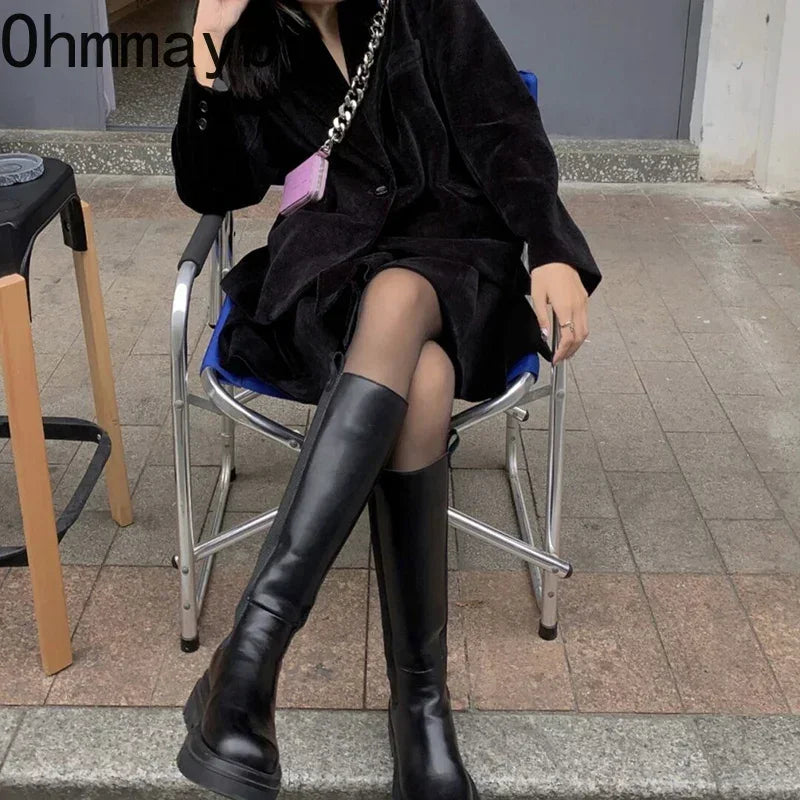 Chunky Sole Knee Length Boots