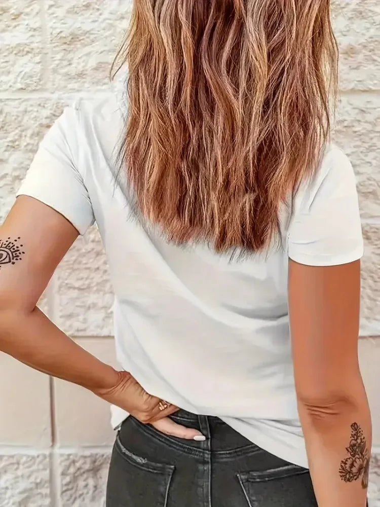 Cowgirl & Floral Print T-shirt