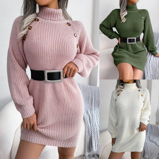 Button Detail Sweater Dress