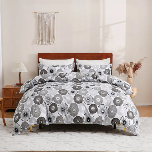Circle Print Duvet Reversible Bedding Set