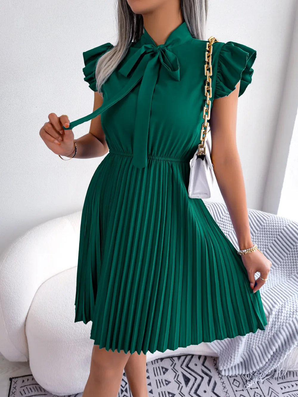 Pleated Mini Dress