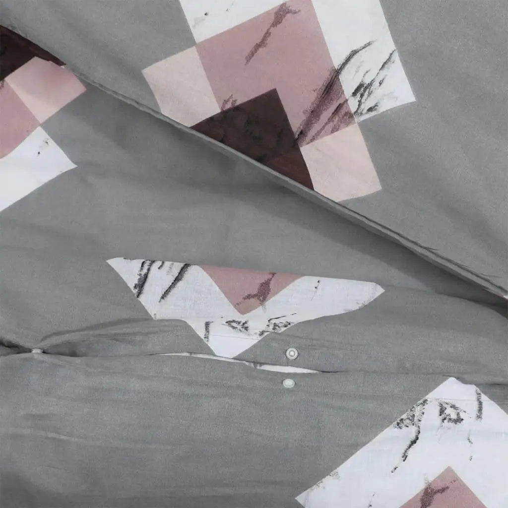 Grey Cotton Diamond Pattern Duvet Cover Set - Double