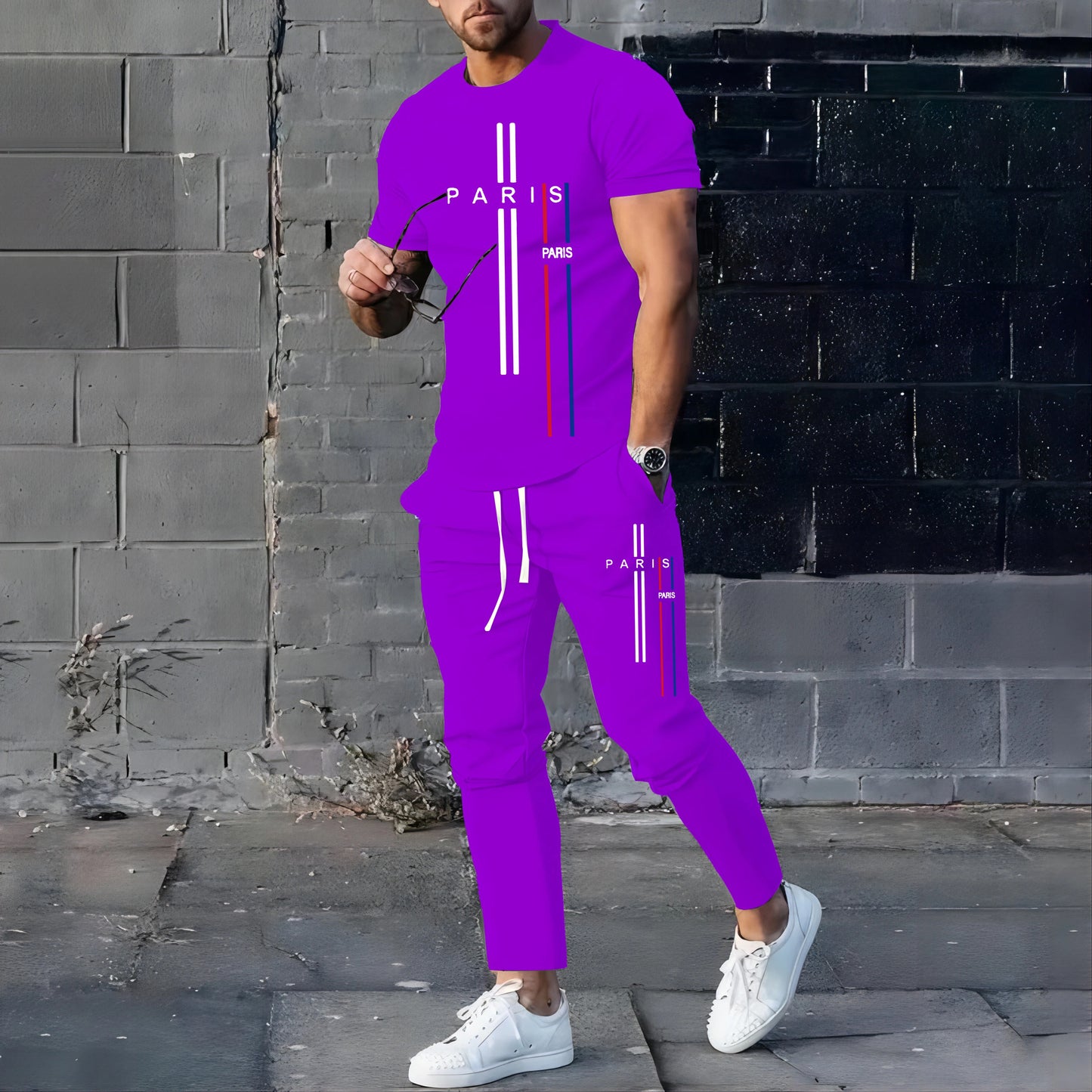 Men's Paris Style  T-shirt & Pants Set