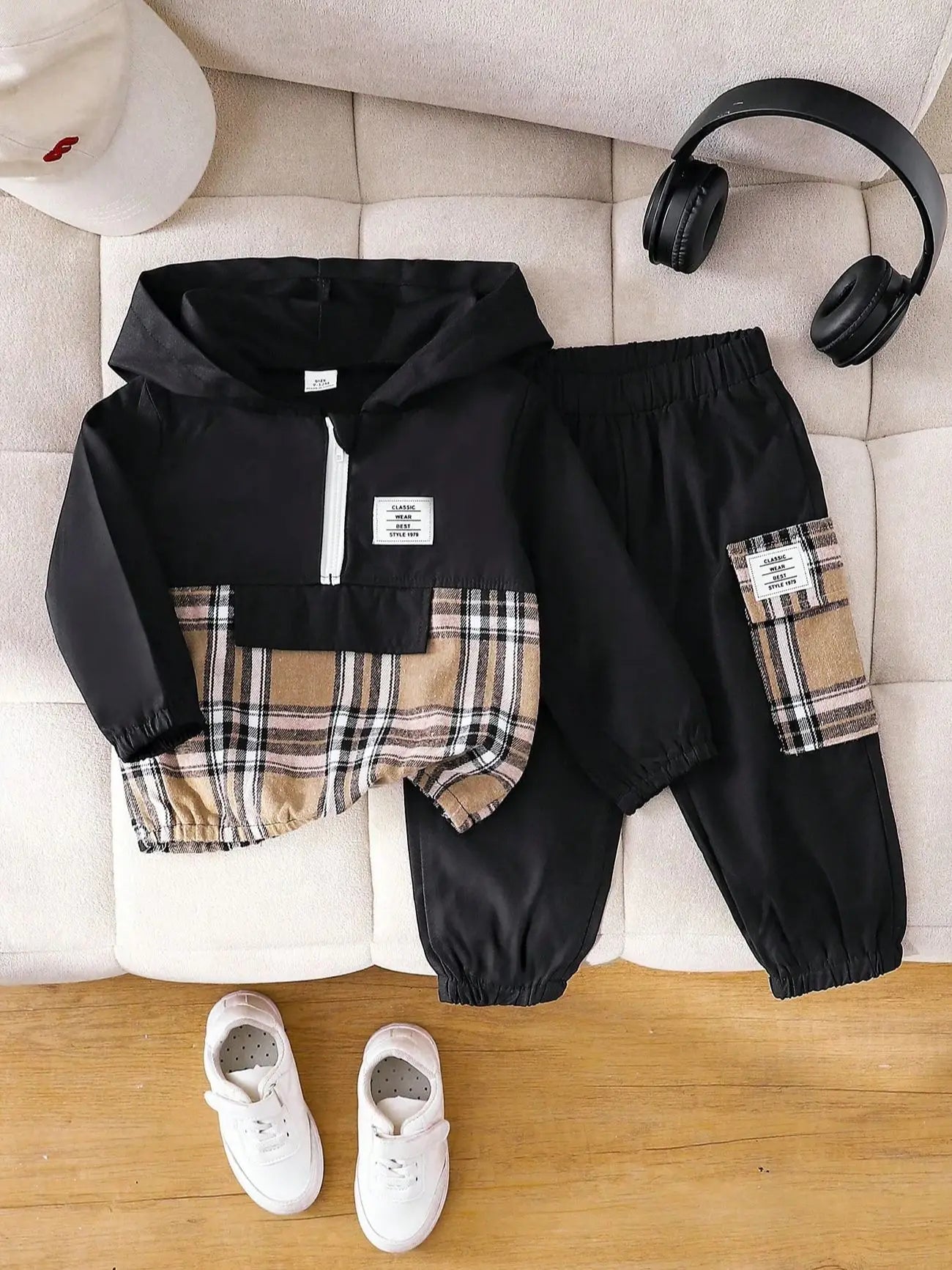 Baby Boys Matching Plaid Hoodie & Jogger Set