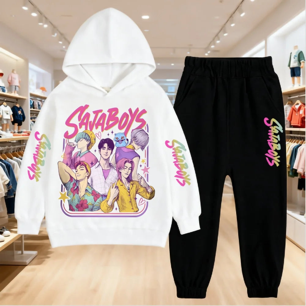 Kids Saja Boys K-pop Demon Hunters Inspired Hoodie & Joggers Set