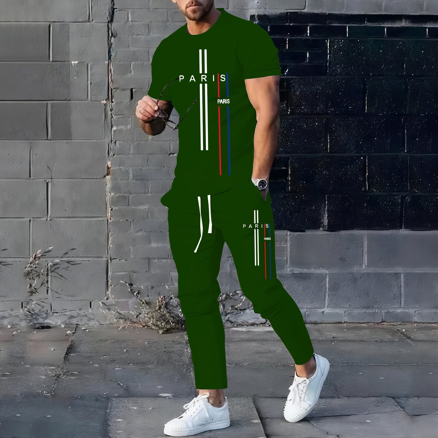 Men's Paris Style  T-shirt & Pants Set