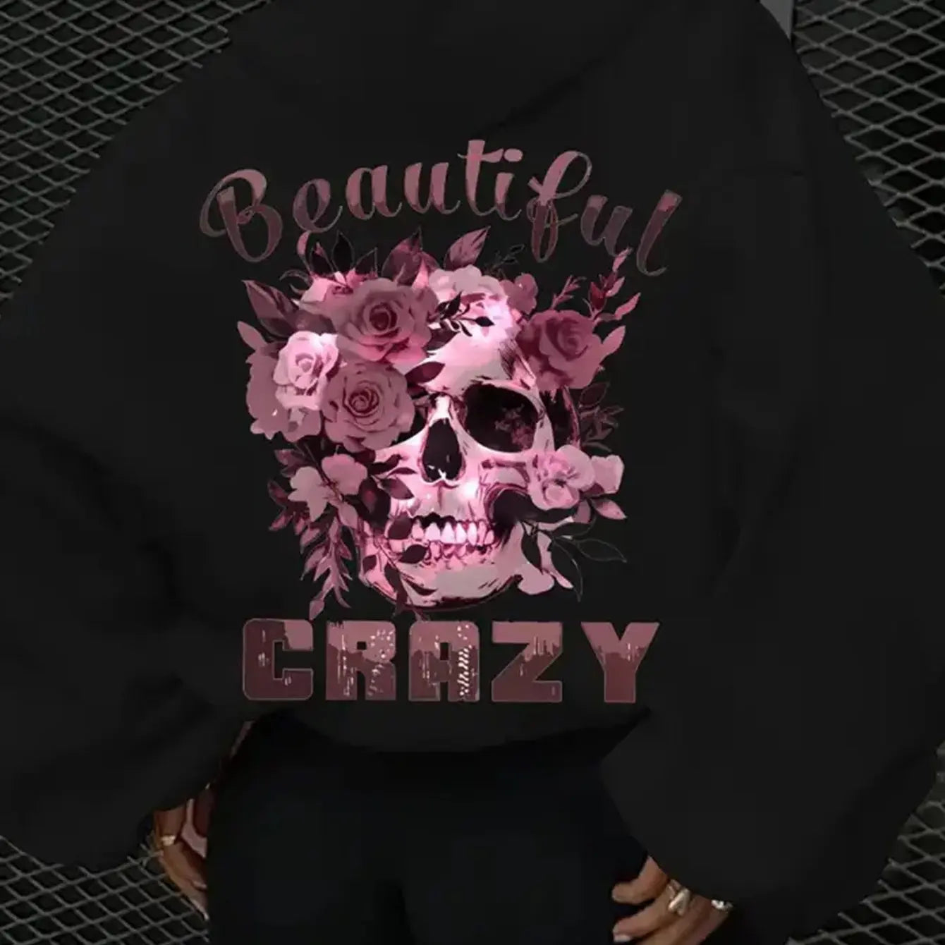 Skull & Floral Print Hoodie