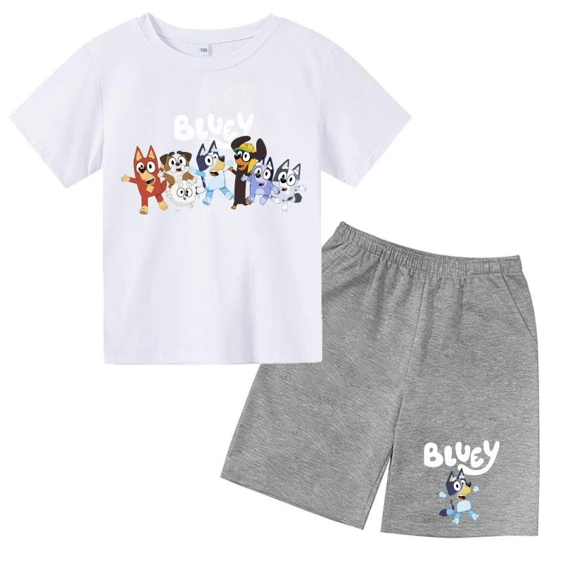 Kids Bluey Cartoon T-shirts & Shorts Set