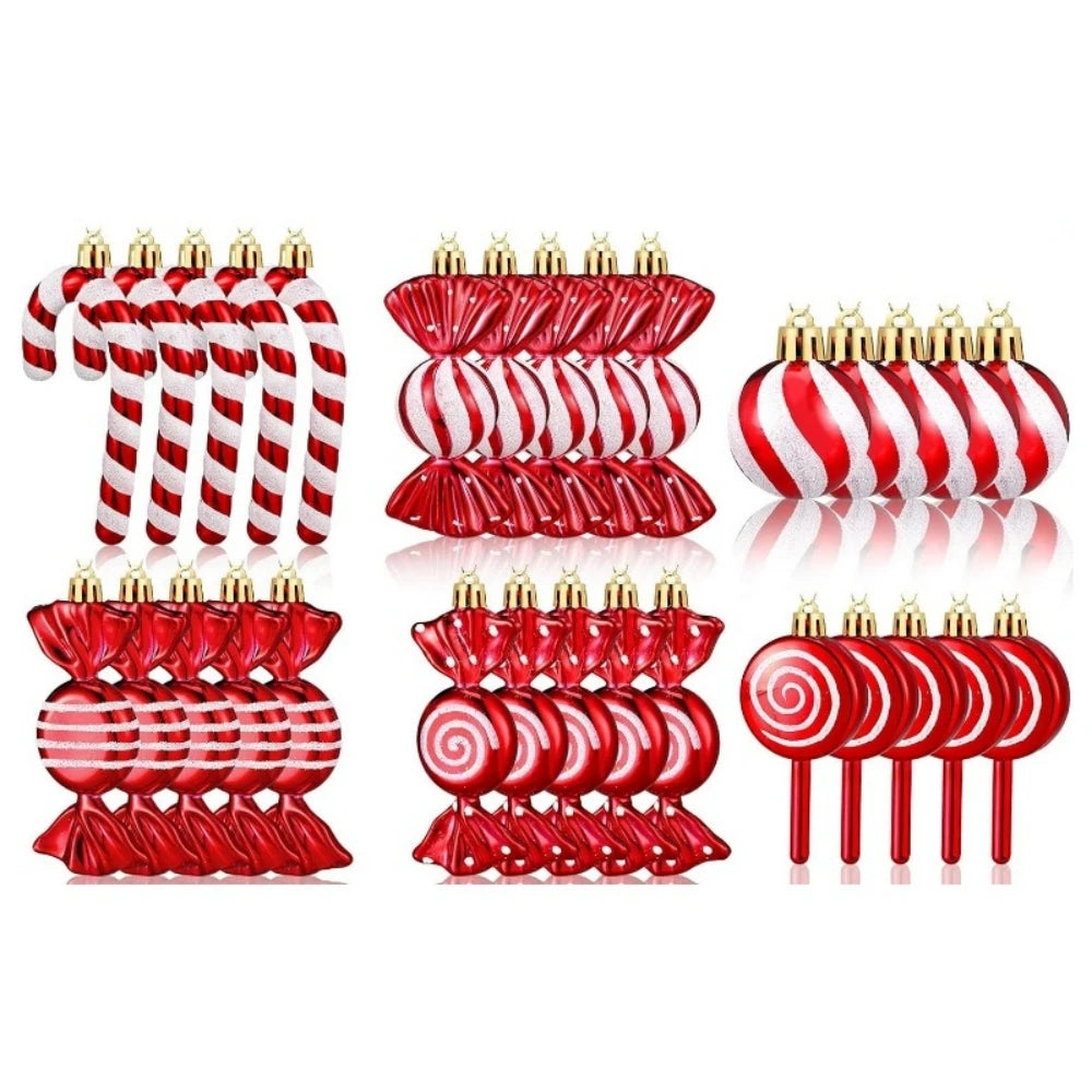 30Pc 6-10cm Candy Lollipop Christmas Tree Ornaments