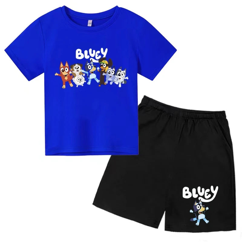 Kids Bluey Cartoon T-shirts & Shorts Set