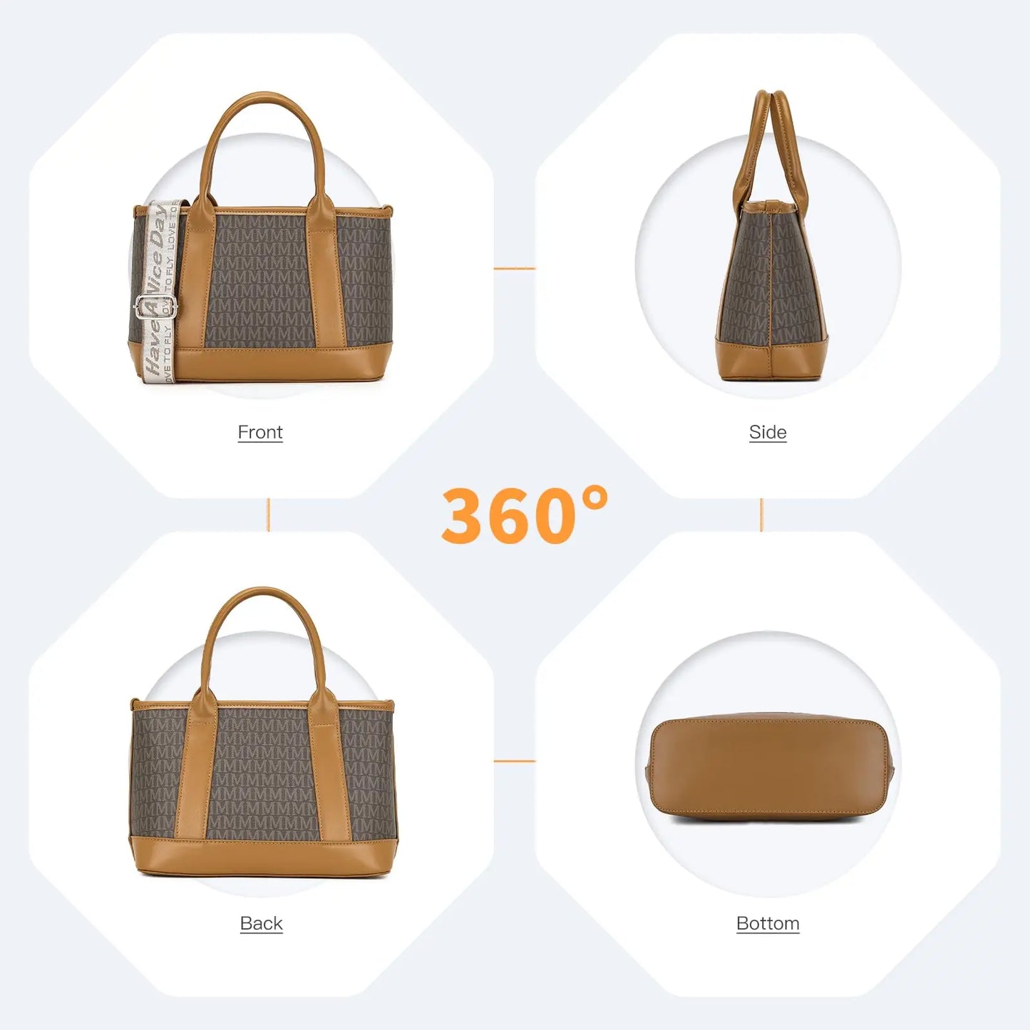 Miss Lulu Medium Shoulder Bag - PU Leather Tote with Multiple Compartments