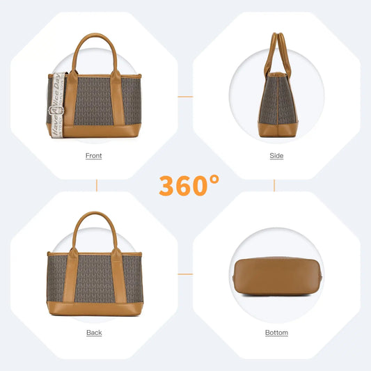 Miss Lulu Medium Shoulder Bag - PU Leather Tote with Multiple Compartments