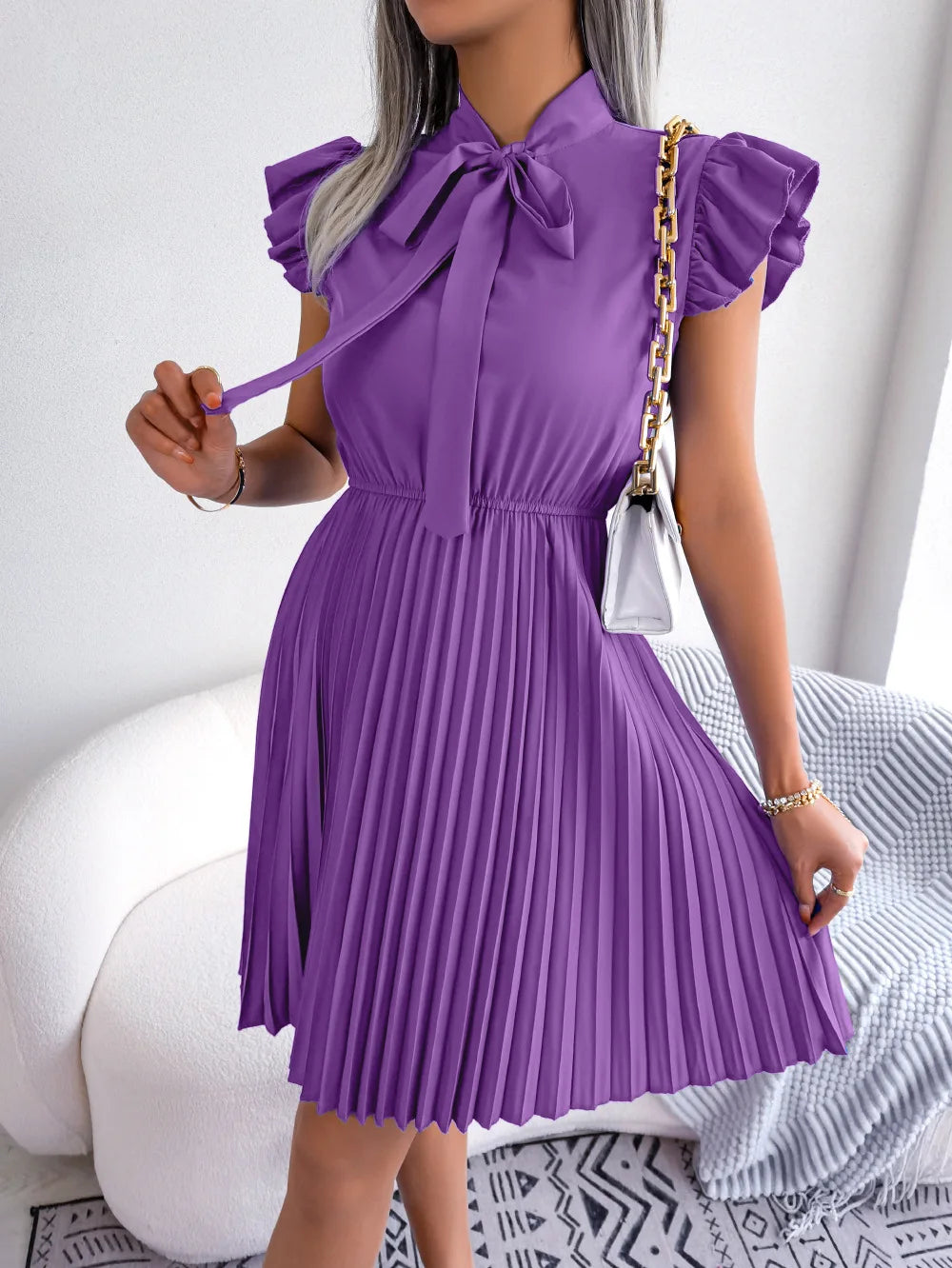 Pleated Mini Dress