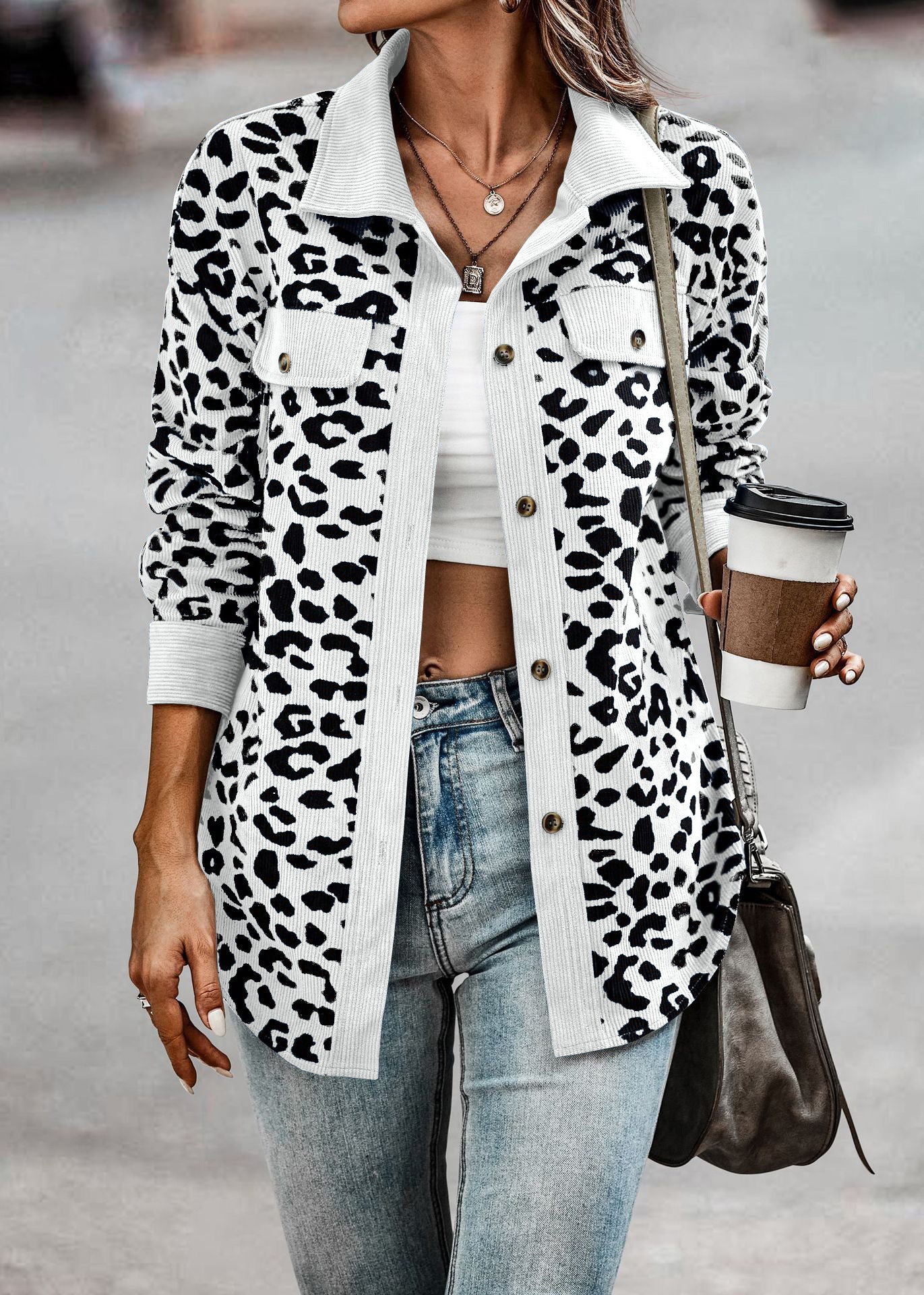 Leopard Print Button Up Jacket