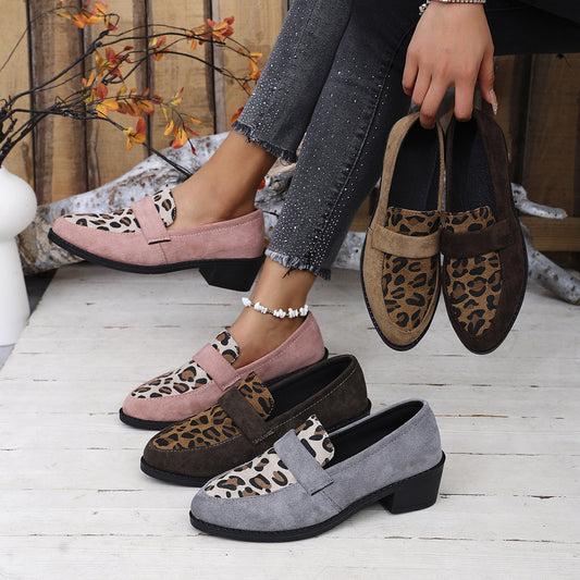 Leopard Print Slip-on Suede Shoes