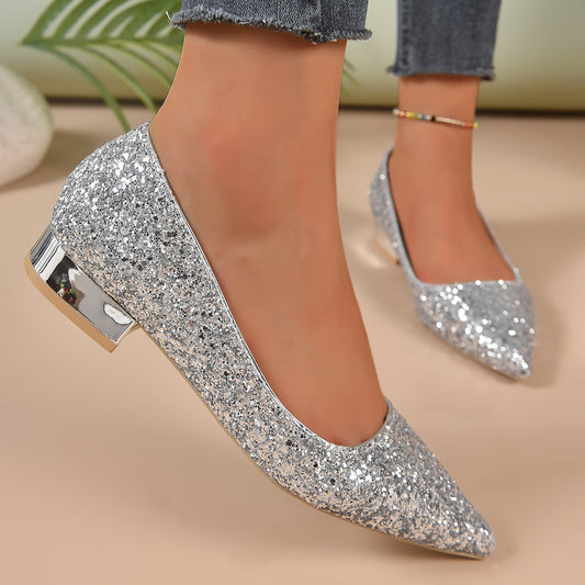 Sequinned Flat Party Shoes