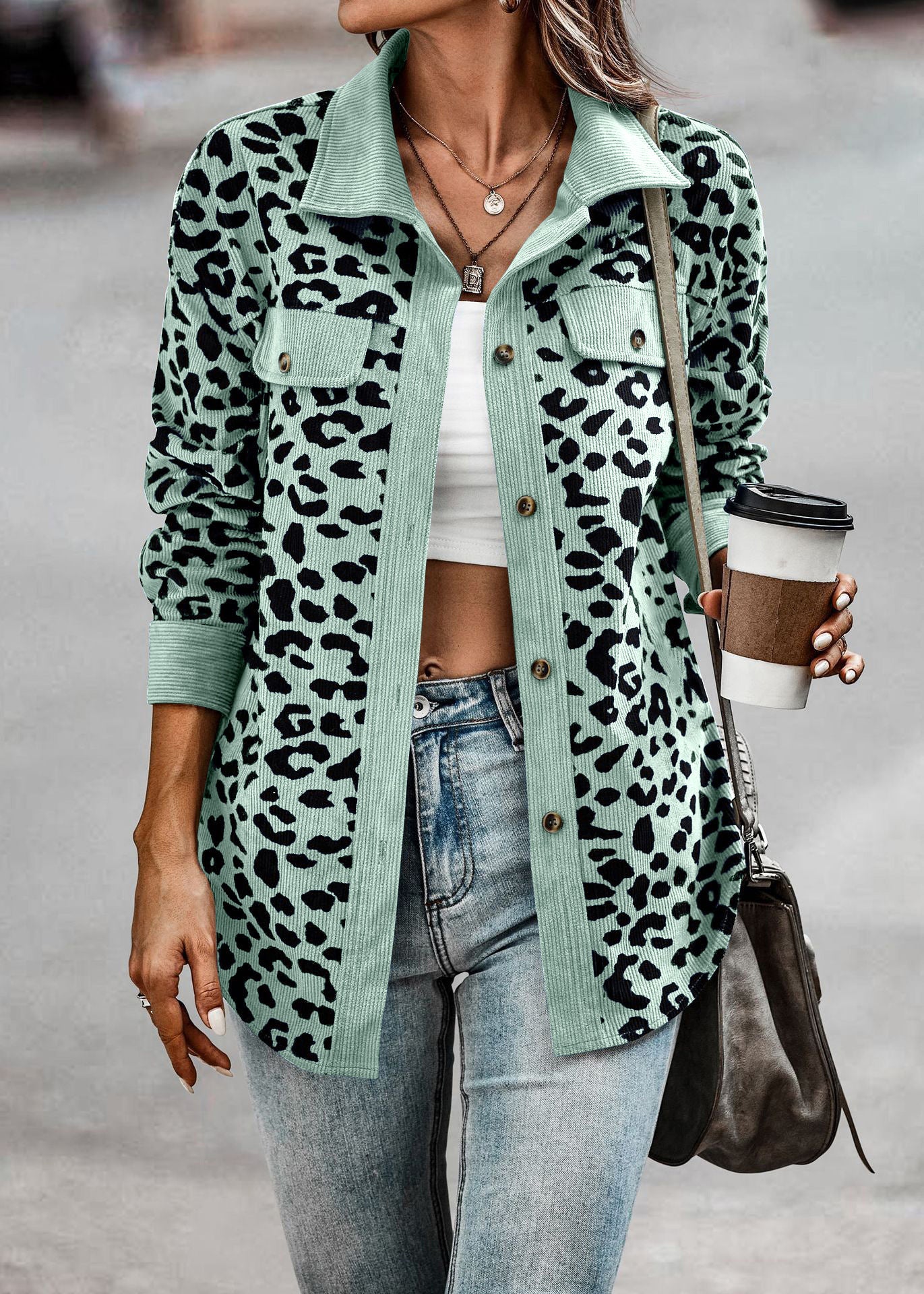 Leopard Print Button Up Jacket