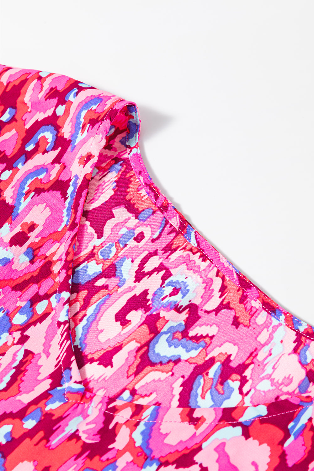 Abstract Print V Neck Half Sleeve Loose Fit Tunic Blouse