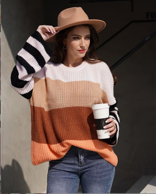 Oversized Stripe Colour contrast Sweater