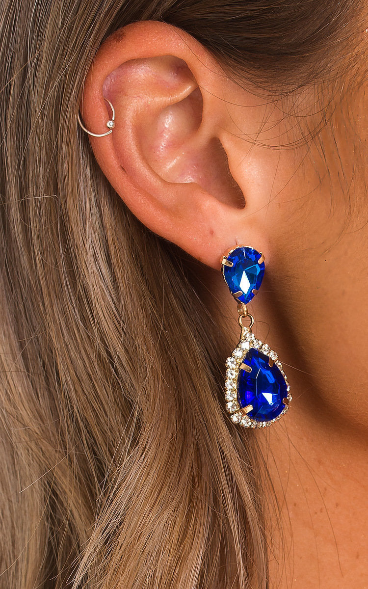 Jewel Drop Blue Earrings